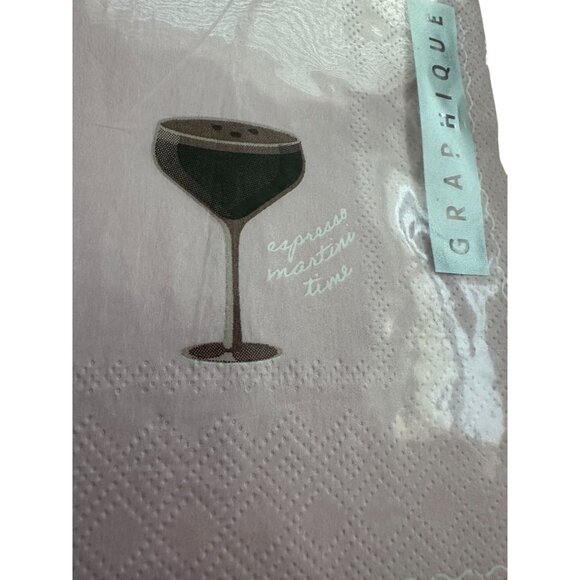 GRAPHIQUE Espresso Martini Tini Time Pink Party Cocktail Napkins NEW SEALED - Picture 2 of 4